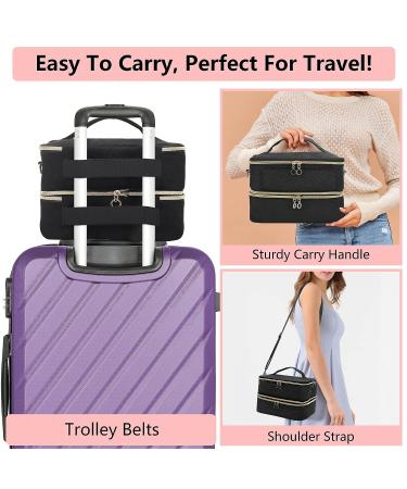 Detachable 2-Layer Nail Polish Organizer | Holds 42 Bottles | Gel Polish Storage & Manicure Tool Holder | Large Makeup & Cosmetic Bag with Dividers | Black - Buy Online on GoSupps.com