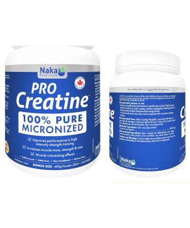 NAKA Creatine 100% Pure Micronized Powder 400g - Supplement for Muscle Growth Increased Strength Enhanced Energy and Improved Athletic/Sports Performance