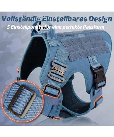 Rabbitgoo No Pull Dog Harness for Medium & Large Dogs | Tactical Vest with Metal Buckle & Handle | Breathable Adjustable Padded Harness - Blue - Buy Online on GoSupps.com