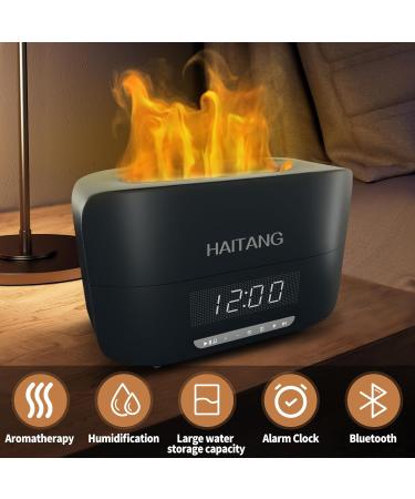 Haitang Flames Aroma Diffuser - 7-Color Essential Oil Humidifier & Bluetooth Speaker for Bedrooms Home & Office - 400ml Capacity Black - Buy Online on GoSupps.com