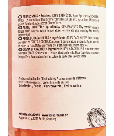 KoRo - Peanut Butter 6 x 1 kg - Made from 100% fat-free roasted peanuts. - Buy Online on GoSupps.com