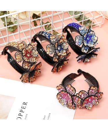 Claws Hair Rhinestone Bun Holders - Multicolor Crystal Hairpin Ponytail Clips for Women and Girls - Hair Accessories - Buy Online on GoSupps.com