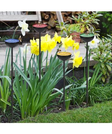 Lineshading 4 Pcs Bee Watering Station Butterfly Bee Water Catcher Cups Small Insects Bee Feeders for Outside Feeding and Watering Bees Colorful Metal Garden Stakes Garden Sculpture Decor 4 Colors - Buy Online on GoSupps.com
