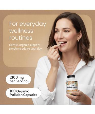 NaturaLife Labs Organic Ashwagandha 2100 mg - 100 Capsules | Natural Stress Relief & Wellness Support - Buy Online on GoSupps.com