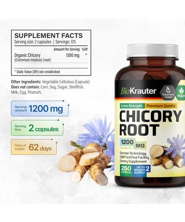 BIO KRAUTER Chicory Root 250 Capsules & Inulin 100 Capsules - Buy Online on GoSupps.com