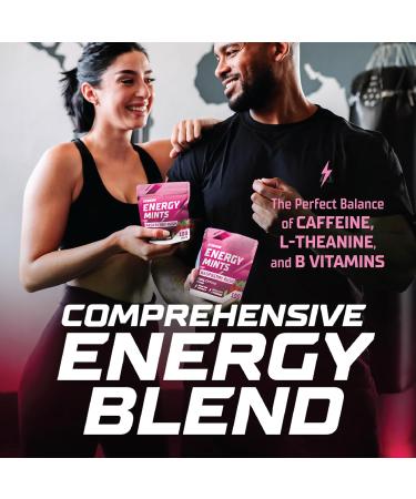 Energy Caffeine Mints - 60mg Caffeine L-theanine & B Vitamins | Sugar-Free Raspberry Rush | 100 Count for Instant Energy - Buy Online on GoSupps.com