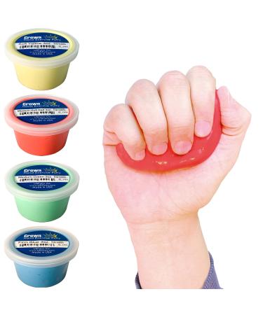 Crown Therapy Putty  Made in USA - Full Set of Hand Exercise Putty (4 Pack, 3-oz Each) Hand Exercise Rehabilitation, Stress and Anxiety Relief.