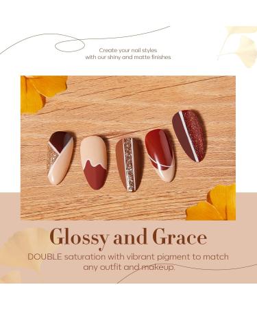 Modelones Gel Nail Polish 6 Colors Nuetral Nude Brown Gel Polish Fall Colors Gold Glitter Nail Gel Polish Set Soak OFF U V Nail Art Gel Kit Manicure Salon DIY Nails Gift Brown Nude - Buy Online on GoSupps.com