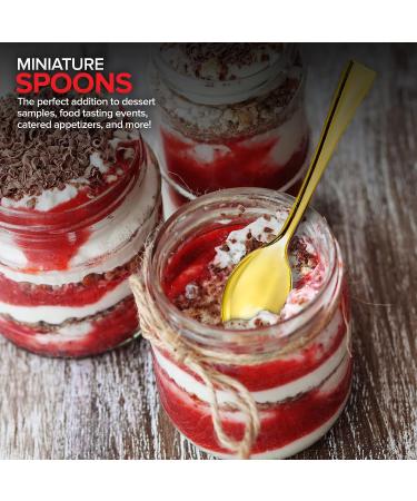 Gold Plastic Mini Spoons - 80 Pack Disposable 4 inch Tasting Spoons for Desserts, Ice Cream, Gelato Sampling, and Appetizers - Buy Online on GoSupps.com