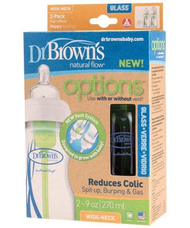 Dr. Brown's Options Wide Neck Glass Bottles 2 Pack Clear 9 Ounce - Buy Online on GoSupps.com