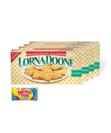 Lorna Doone Shortbread Cookies, 3 - 10 oz Boxes of 10 Snack Packs + Bonus SWEDISH FISH Mini Soft & Chewy Candy Snack Pack