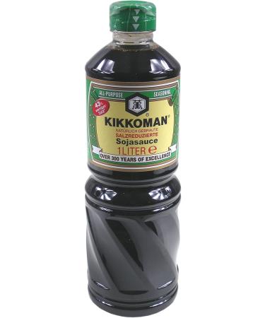  Kikkoman 6 x 1000 ml 43% less salt than traditional soy sauce KIKKOMAN Reduced Salt Soy Sauce + a small lucky charm sink Wooden doll - Buy Online on GoSupps.com