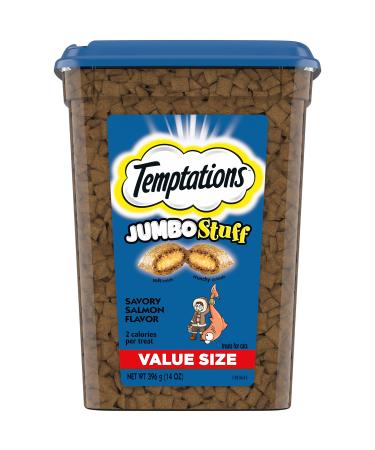 TEMPTATIONS Jumbo Stuff Cat Treats, Savory Salmon, Multiple Sizes, Large Cat Treats 14 Ounce (Pack of 1) - Buy Online on GoSupps.com