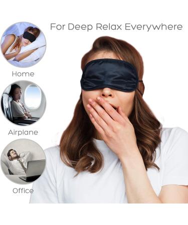 Natural Blackout Silk Sleep Mask - Organic Silk Eye Mask for Sleeping - Blindfold Sleeping Mask For Women - Ultra Soft Black Slip Face Mask with Elastic Adjustable Strap and Pouch - Buy Online on GoSupps.com