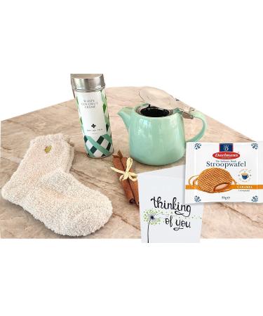 Sympathy & Self Care Gift for Tea Lovers: Tea Pot, Socks, Snacks & Gourmet Loose Tea | Thinking of You Gift for Women - Wife, Sister, Grandma - Buy Online on GoSupps.com