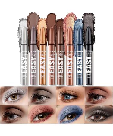 LANGMANNI Eyeshadow Stick 8 PCS Waterproof Multi-Color Eyeshadow Pen Set Creamy Long-Lasting Eye Makeup Kit Natural & Shimmer Shades Contour Stick Perfect Gifts For Women (#F-8 Colors) - Buy Online on GoSupps.com
