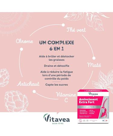 VITAVEA WELL-BEING - Extra Strong Slimming - Slimming Preparation 6 actions - Flat Stomach Fat Elimination Sugars Detox - Green Tea Mate Artichoke Chrome Vitamin C - 20 sachets - Buy Online on GoSupps.com