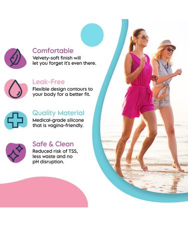 Ecoblossom Menstrual Disc - Set of 2 Reusable Menstrual Cups, Silicone Period Cup Assortment in Magenta (1 Small + 1 Large) - Buy Online on GoSupps.com