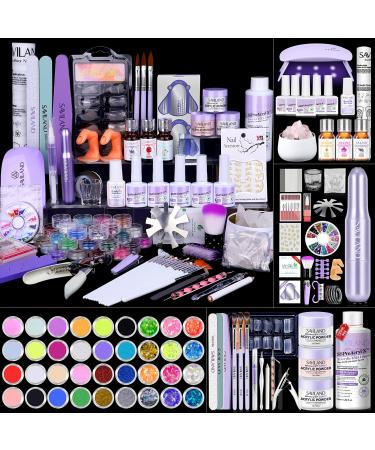 SSProAcryl Acrylic Nail Kit with Drill: Acrylic Nail Powder Kit with Everything for Professionals Acrylic Liquid Nail Brush Nail Forms Gel Nail Polish Kit with U V light for Salon 3D Nail Design Complete set 03