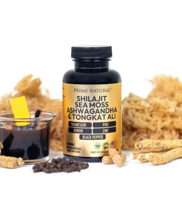 Shilajit 1000mg Irish Sea Moss 100mg Ashwagandha 100mg Tongkat Ali Boron Magnesium PQQ & More | 60 Capsules - 30 Days Supply| Fulvic Acid Veg Capsules| Vegan| Gluten Free | Non-GMO - Buy Online on GoSupps.com