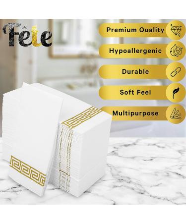Gold Design Disposable Linen-Feel Hand Towels - 100 Pack for Formal Events & Celebrations - Buy Online on GoSupps.com