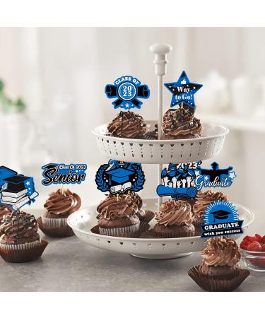 TEICTS Graduation Party Decor 2023 Graduation Party Cupcake Toppers 24 PCS Congrats Grad Cake Toppers Blue and Silver Cupcake Toppers 2023 Graduates Class of 2023 Party Decor (UK-OP-GradCupcakeBlue) - Buy Online on GoSupps.com