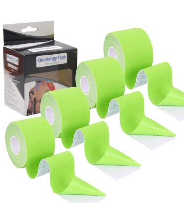 4 Roll Kinesiology Tape 5m Extra Sticky Kinesiology Tape Elastic Muscle Support Tape Waterproof Athletic Physio Muscles Strips Breathable for Exercise Sports & Injury Recovery Fluorescent Green