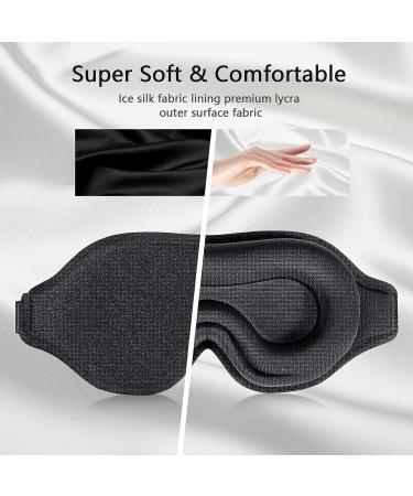 LUXSEA 3D Contoured Sleep Eye Mask for Men Women - 100% Light Blocking Blindfold with Earplugs and Portable Bag - Adjustable Strap, Soft & Comfortable - Perfect for Sleeping, Travel, Naps - Buy Online on GoSupps.com
