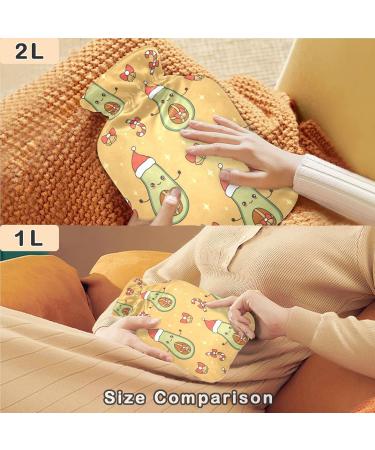 NAANLE Avocado Christmas Hot Water Bottle - 1L Transparent Warmth with Santa Claus Hat for Bed and Heat Therapy - Buy Online on GoSupps.com