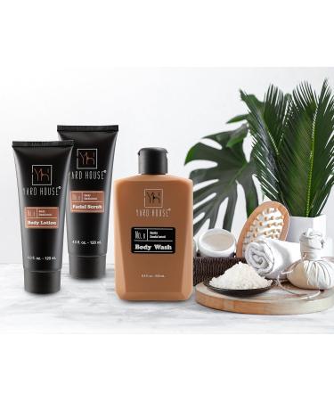 Luxury Men's Bath & Body Gift Set - Smoky Sandalwood Natural Skin Care Kit | Full Size Wash Scrub Lotion Deodorant in Leather Bag - Buy Online on GoSupps.com