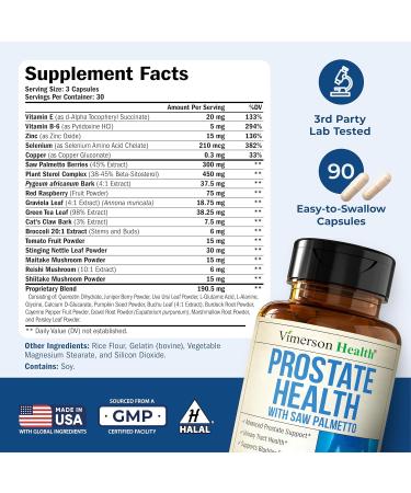 Prostate Health Supplements for Men with Saw Palmetto Plant Sterols (Beta-sitosterol) Zinc & Selenium Total Prostate Supplements for Men for Bladder Urinary Tract & Prostate Support 90 Capsules 90 Count (Pack of 1) - Buy Online on GoSupps.com