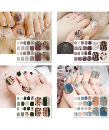 JSRQT 12 Sheets Toenail Polish Stickers Diamond Glitter Full Wrap Toe Nail Art Stickers Decals for Women Girls Self Adhesive Nail Stickers Manicure with Nail File Nail Stickers Strip for Feet DIY - Buy Online on GoSupps.com