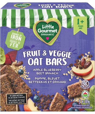 Baby Gourmet Organic Fruit & Veggie Bar - Apple Blueberry Beet & Spinach - No Artificial Flavours Non-GMO Gluten-Free 5 x 18g - Pack of 8 Apple Blueberry Beet Bar - Buy Online on GoSupps.com