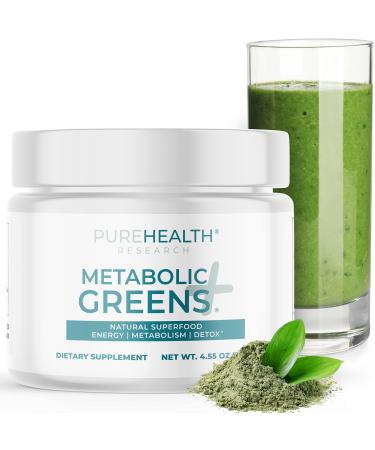 Greens+ Superfood Powder for Detox & Cleanse Support Weight Control - 40+ Green Veggie Whole Food - Reds Probiotic & Digestive Enzyme Blends with Wheat Grass Spirulina Chlorella 30 Servings 1