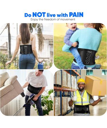 Fiohiros Back Support Belt for Lower Pain Relief Back Brace with Lumbar Pad for Men & Women Adjustable Support Belt for Sciatica Herniated Disc Scoliosis Heavy Lifting (27" to 31") Medium Upgrade/Black - Buy Online on GoSupps.com