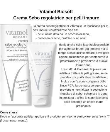 Vitamol Biosoft Sebum Regulating Cream against skin impurities acne pimples and blackheads - 40 ml - Buy Online on GoSupps.com