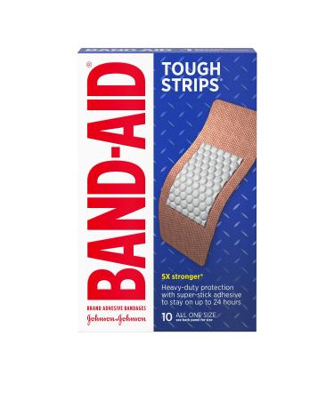 Band-Aid Brand Sterile Tough Strips Adhesive Bandages for First Aid & Wound Care, Durable Protection & Comfort for Minor Cuts & Scrapes, Heavy-Duty Fabric Bandages, Extra Large, 10 ct (Pack of 2)