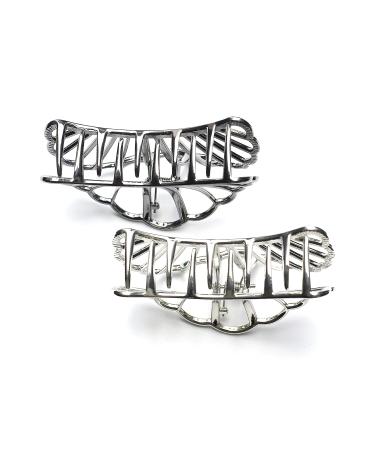 QinGoo Large Black Metal Shell Hair Clip - Stylish Hair Accessories for Women & Girls (8cm x 4cm) - Buy Online on GoSupps.com