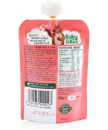 Organic Butternut Squash Rice and Lamb Baby Puree - 130g | Halal | 7+ Months - Buy Online on GoSupps.com
