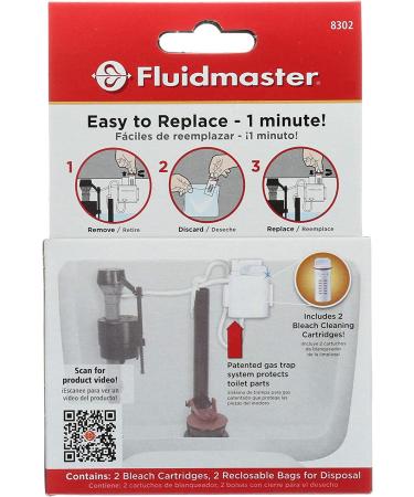 Fluidmaster 8302P8 Flush 'n Sparkle Bleach Cartridge Refills 2-Pack - Toilet Bowl Cleaning System - Buy Online on GoSupps.com