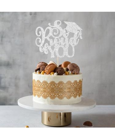1Pc So Proud of You Cake Topper with Gold Glitter Diploma Graduation Cap Cake Pick Congrats Class of 2023 Cake Decorations for 2023 Graduation Theme High School Graduate Party Supplies Silver Silver-3 - Buy Online on GoSupps.com