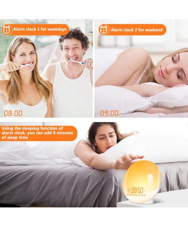 Baozily Light Alarm Clock Sunrise Sunset Simulation Double Alarms Snooze FM Radio & 11 Color Options Wake Up Naturally! - Buy Online on GoSupps.com