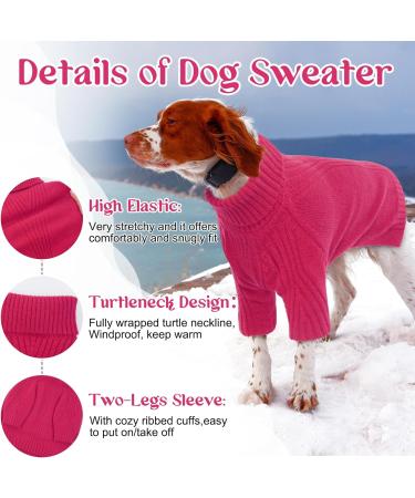 Iecoii Warm Turtleneck Dog Sweater - Winter Clothing for Small to Large Dogs Chihuahua French Bulldog Labrador - X-Small Rose-Red - Buy Online on GoSupps.com