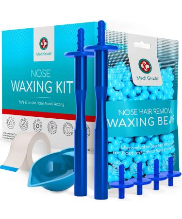 Medi Grade Nose Waxing Kit for Men and Women | 26 Applications 2 Reusable Metal Nose Wax Sticks Microwavable Cup and Nose Hair Wax | Eco-friendly Nose Wax Kit for Unsightly Itchy Nasal Hair