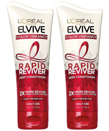 L'Oreal Paris Elvive Deep Conditioner - Rapid Reviver - Color Vibrancy - For Color Treated Hair - Net Wt. 6.0 FL OZ (180 mL) Per Tube - Pack of 2 Tubes