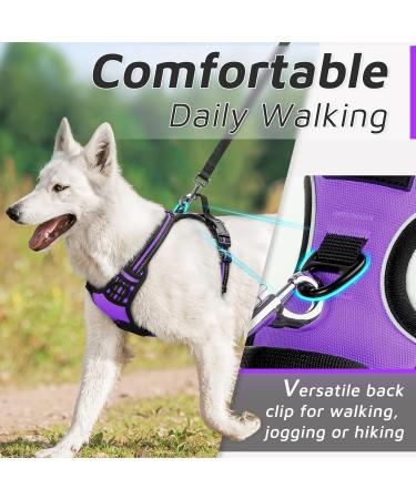 Eagloo Dog Harness for Large Dogs - Adjustable Anti-Train Control Harness with Reflex Strips Purple - Perfect for Labradors (1 Pack) - Buy Online on GoSupps.com