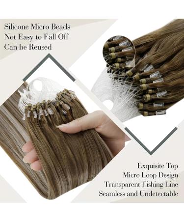 Shop Laavoo Real Hair Extensions - 60cm Balayage Blonde & Light Brown Ombre Microring Loop Extensions | Premium Quality Worldwide Shipping - Buy Online on GoSupps.com