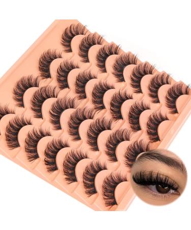 Goddvenus Lashes Natural False Eyelashes Fluffy 5D Russian Strip Lashes16mm Cat Eye Lashes Fake Lashes Fluffy 14 Pairs CC Curl Wispy Eyelash Pack Natural strip lash