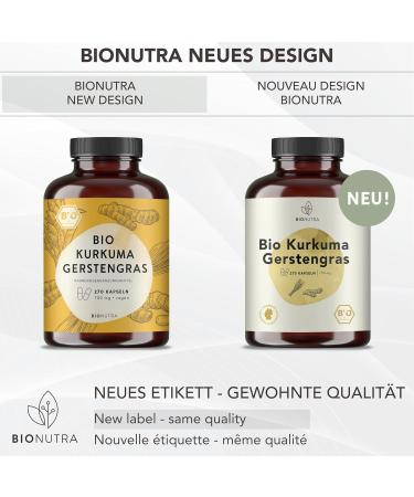 Bionutra Turmeric Barley Grass Capsules Bio - 270 Veg Capsules | Organic Vegan Gluten-Free Lactose-Free | German Quality 2-Month Supply - Buy Online on GoSupps.com