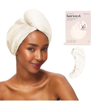 Kitsch Microfiber Hair Towel Wrap for Women – Ultra Absorbent Microfiber Bath Towels for Wet Curly Long or Short Hair - White Ivory